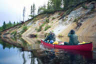 Sandy bluffs characterize this stretch of the river